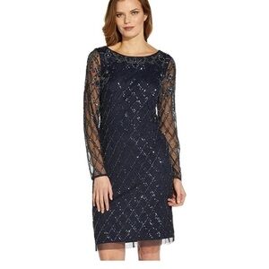 Adrianna Papell beaded navy short dress - size 10